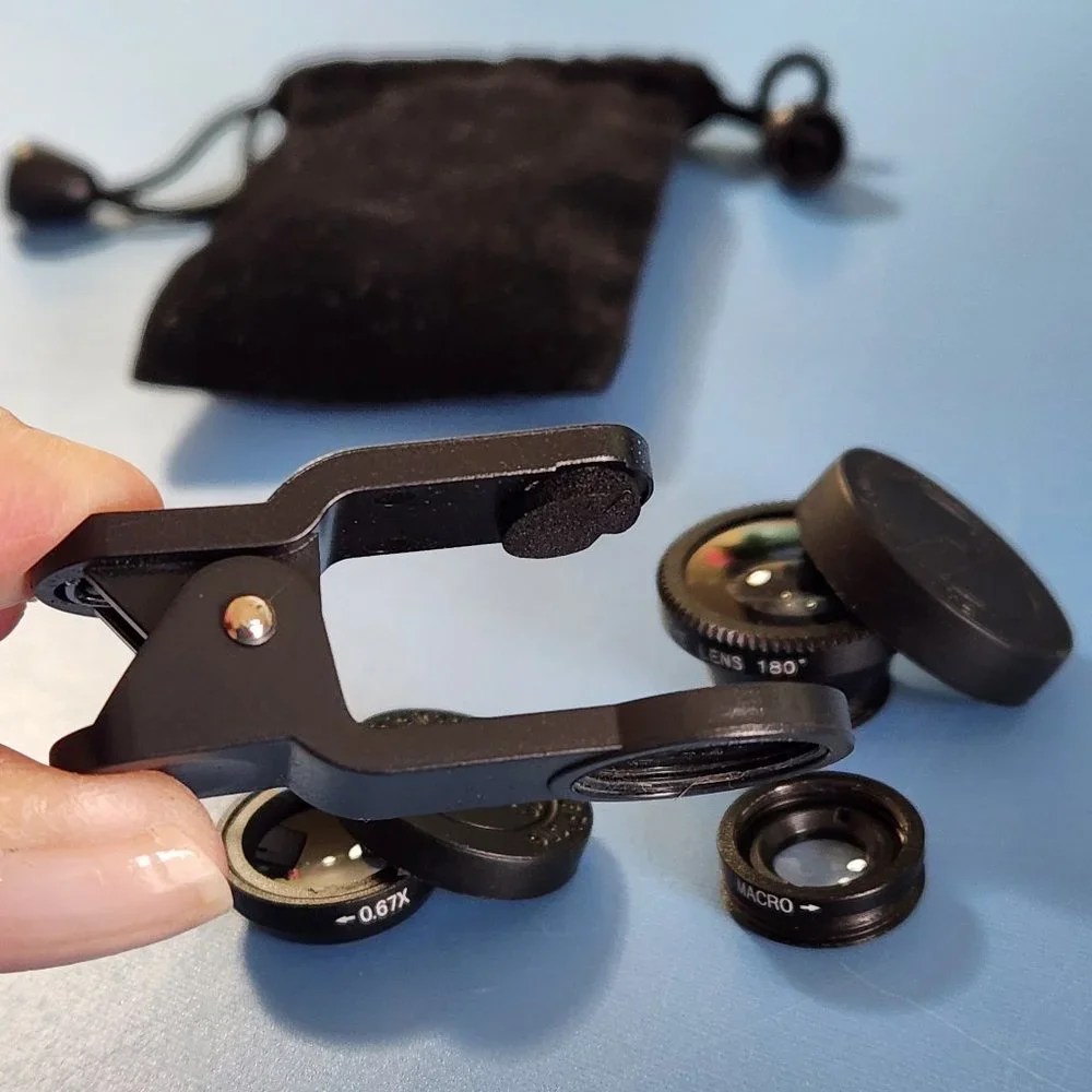 CELL PHONE CAMERA LENS, FISH EYE, MACRO, WIDE ANGLE, ATTACHMENTS